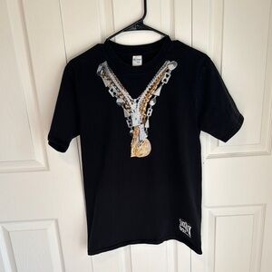 Gildan Black Tee with Gold and Silver Chain Graphic